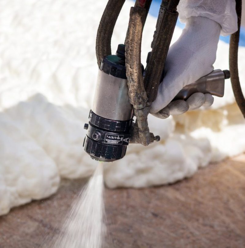 Technician,Spraying,Foam,Insulation,Using,Plural,Component,Spray,Gun